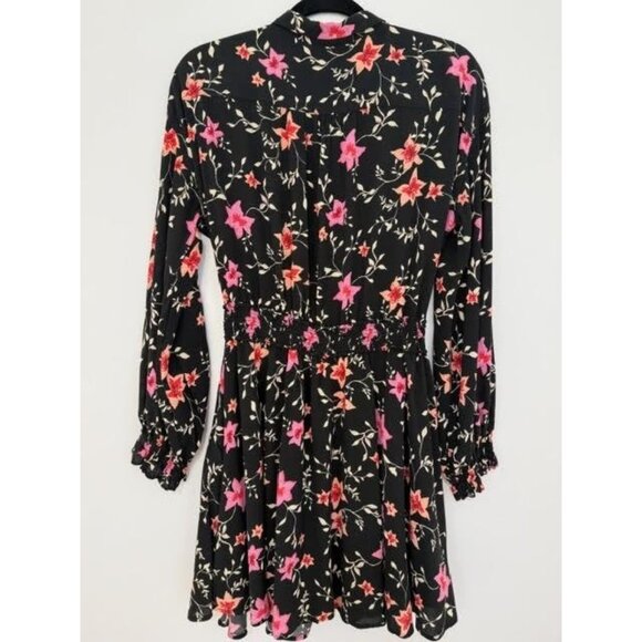 Free People Lighten Up Boho Dress Sz L Black Floral Fairy Flowy Feminine Mini - Picture 4 of 14